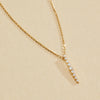 0.20 TCW Round Moissanite Diamond Gold Necklace, Dainty Vertical Pendant Jewelry Gift