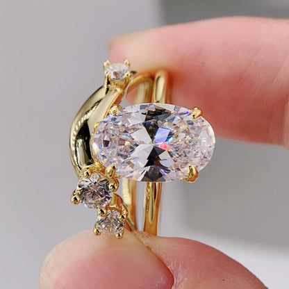 Oval Moissanite Diamond Engagement Ring Set  Moissanite Wedding Ring Set  Anniversary Ring Set For Women