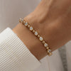 5.80 TCW Round Cut Moissanite Diamond Bezel Link Bracelet, Solid Gold Minimalist Tennis Jewelry Gift