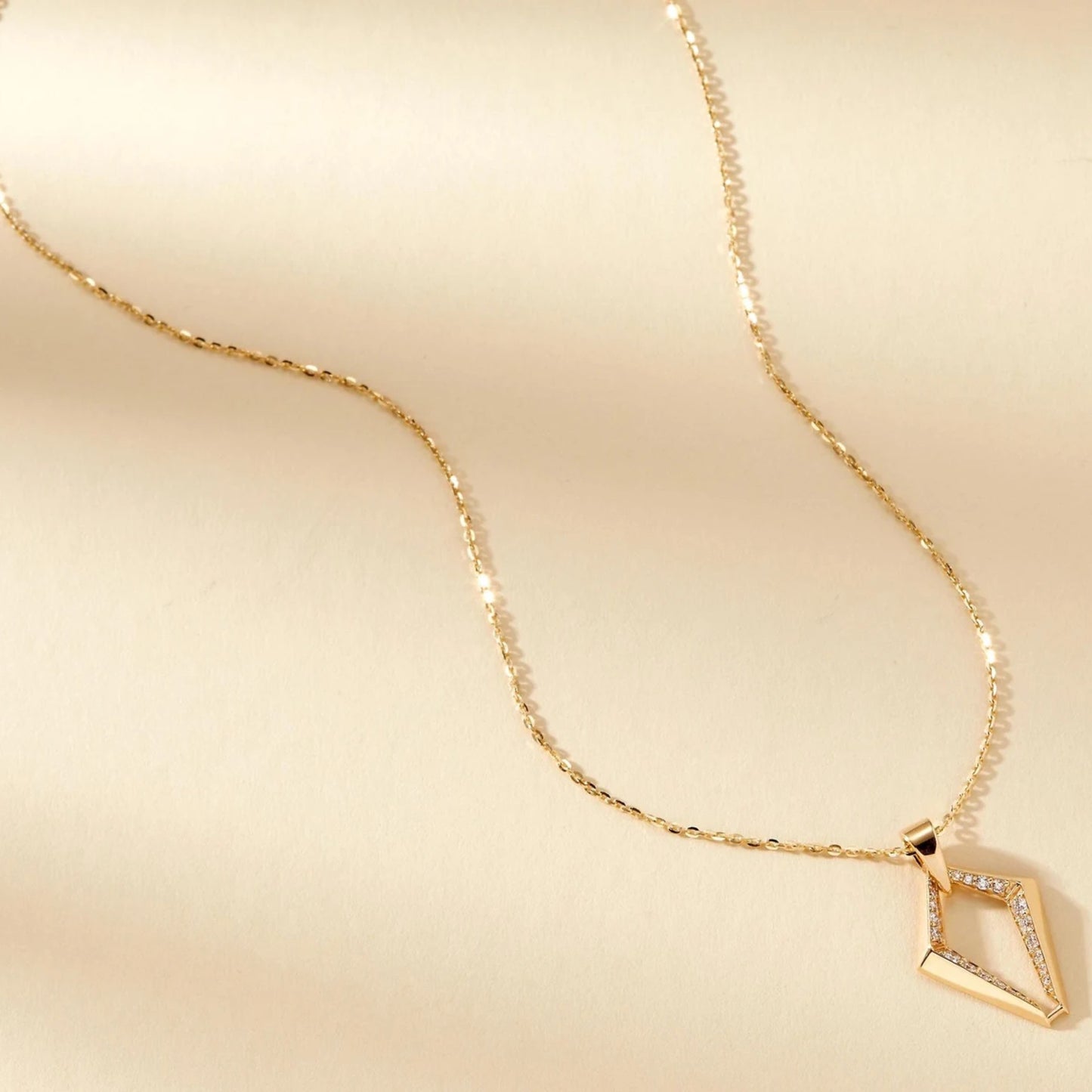 0.38 tcw round cut lab grown diamond gold geometric pendant necklace gift for her