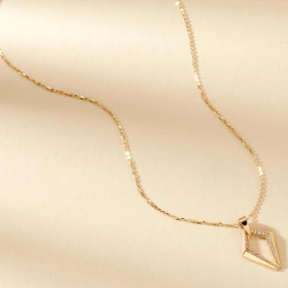 0.38 TCW Round Cut Lab Grown Diamond Gold Geometric Pendant Necklace Gift for Her