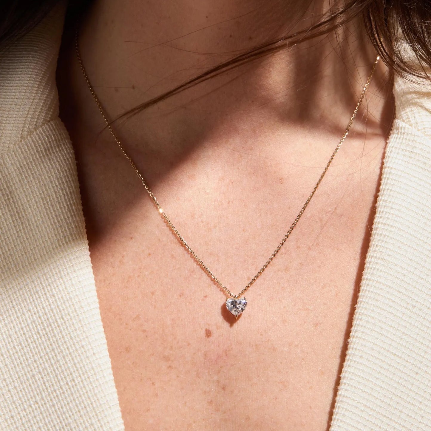 1.50 ct heart cut moissanite diamond necklace, gold solitaire pendant jewelry