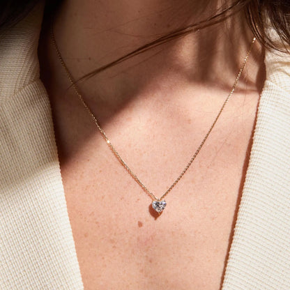 1.50 CT Heart Cut Moissanite Diamond Necklace, Gold Solitaire Pendant Jewelry
