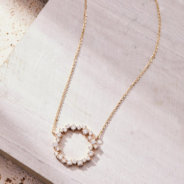 0.50 TCW Round Cut Circle Pendant Necklace Gold Jewelry by Claire Diamonds