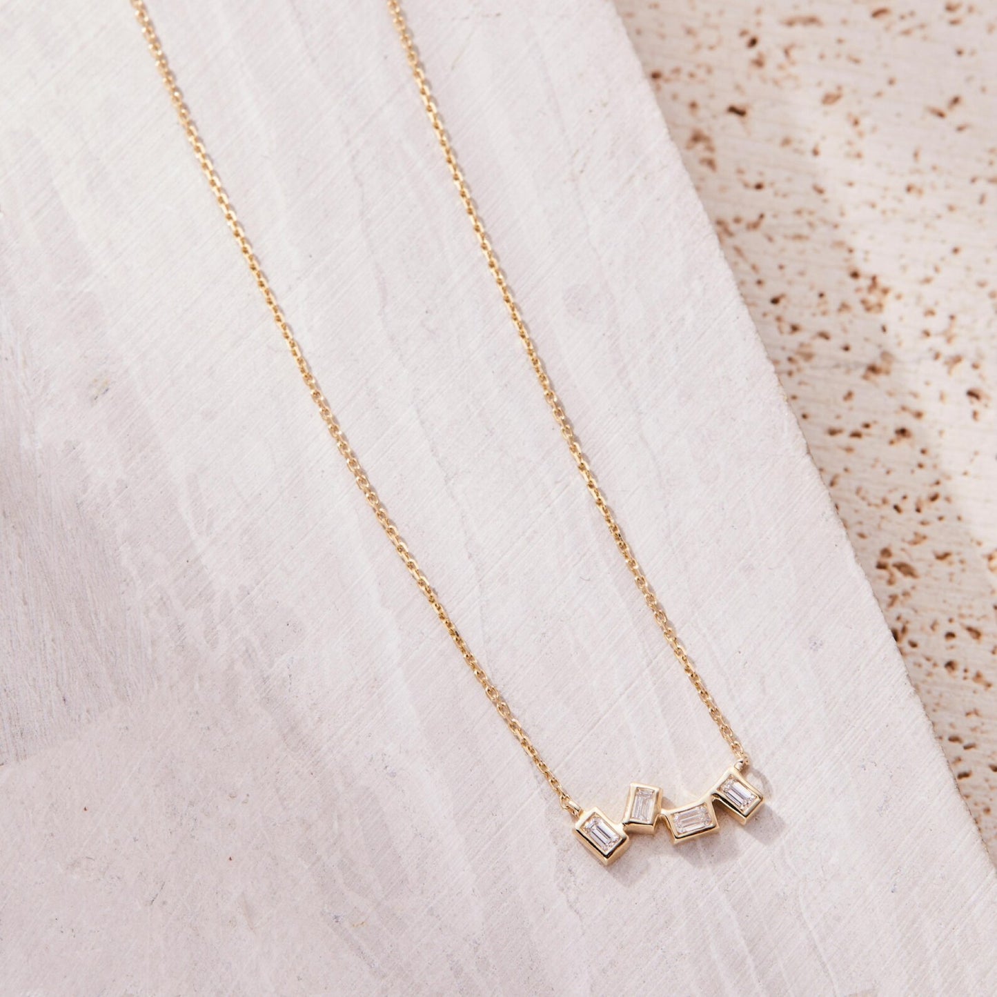 0.40 tcw emerald cut moissanite diamond gold necklace, minimalist solitaire pendant, dainty anniversary gift jewelry