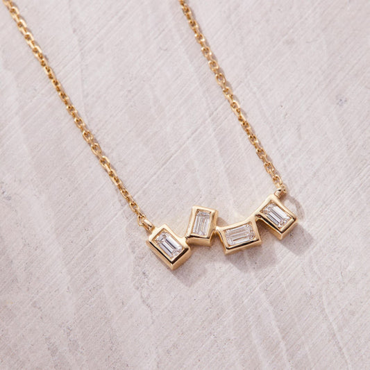 0.40 TCW Emerald Cut Lab Diamond Gold Necklace, Minimalist Solitaire Pendant, Dainty Anniversary Gift Jewelry