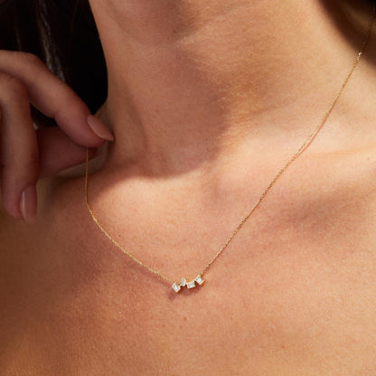 0.40 TCW Emerald Cut Moissanite Diamond Gold Necklace, Minimalist Solitaire Pendant, Dainty Anniversary Gift Jewelry
