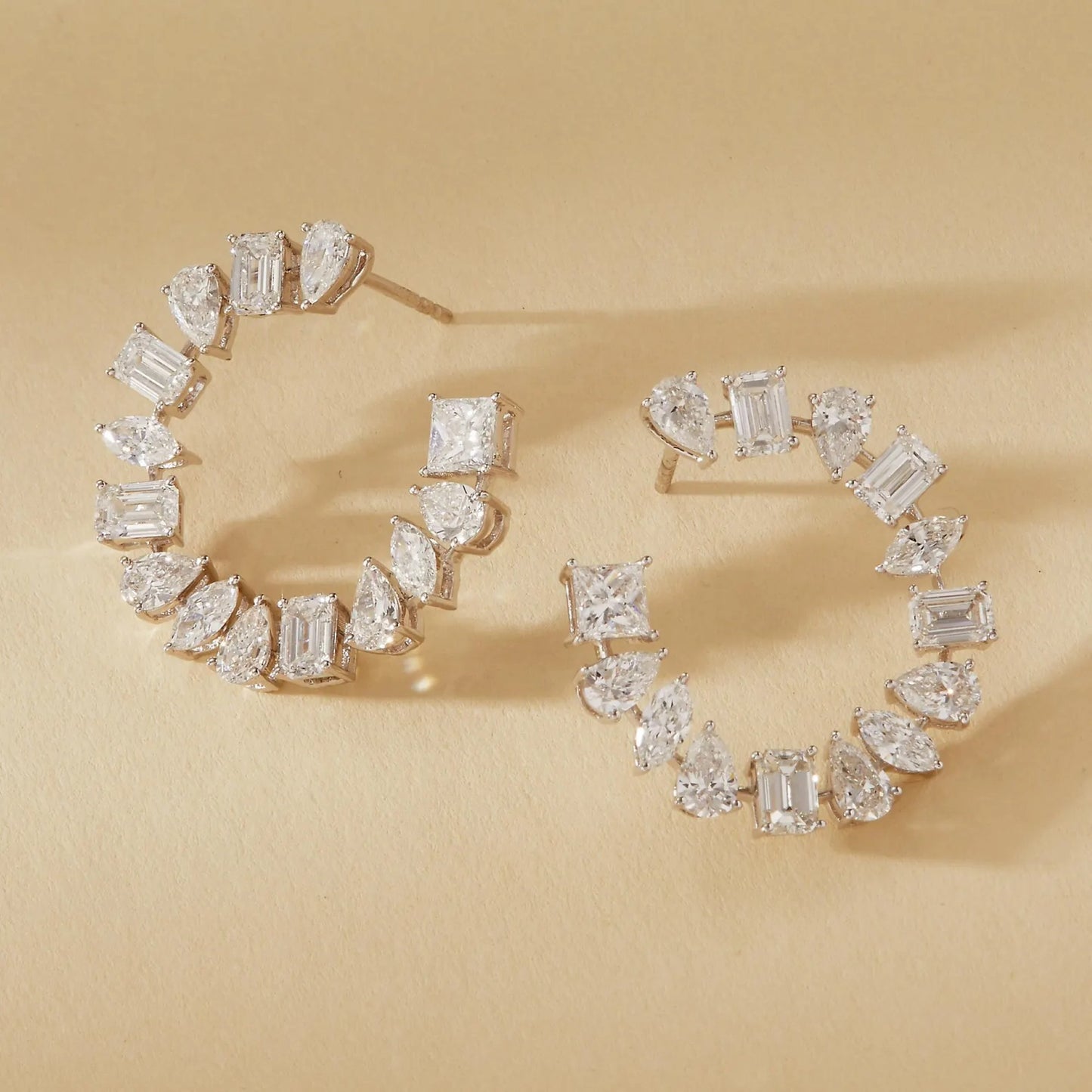 5.80 tcw multi stone gold moissanite diamond cluster hoop earrings