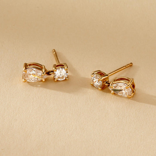 1.50 TCW Pear And Round Lab-Grown Diamond Drop Earring