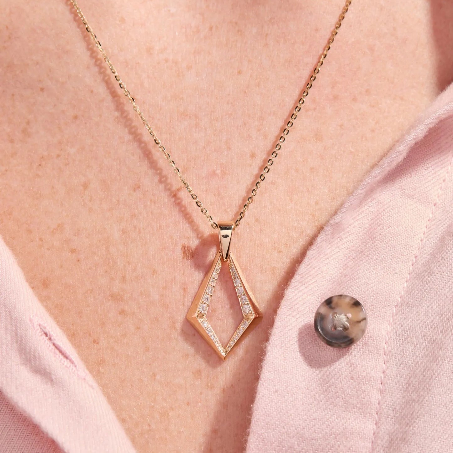 0.38 tcw round cut lab grown diamond gold geometric pendant necklace gift for her