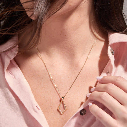 0.38 TCW Round Cut Lab Grown Diamond Gold Geometric Pendant Necklace Gift for Her