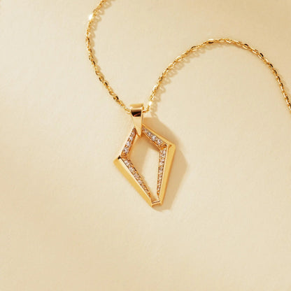 0.38 TCW Round Cut Lab Grown Diamond Gold Geometric Pendant Necklace Gift for Her