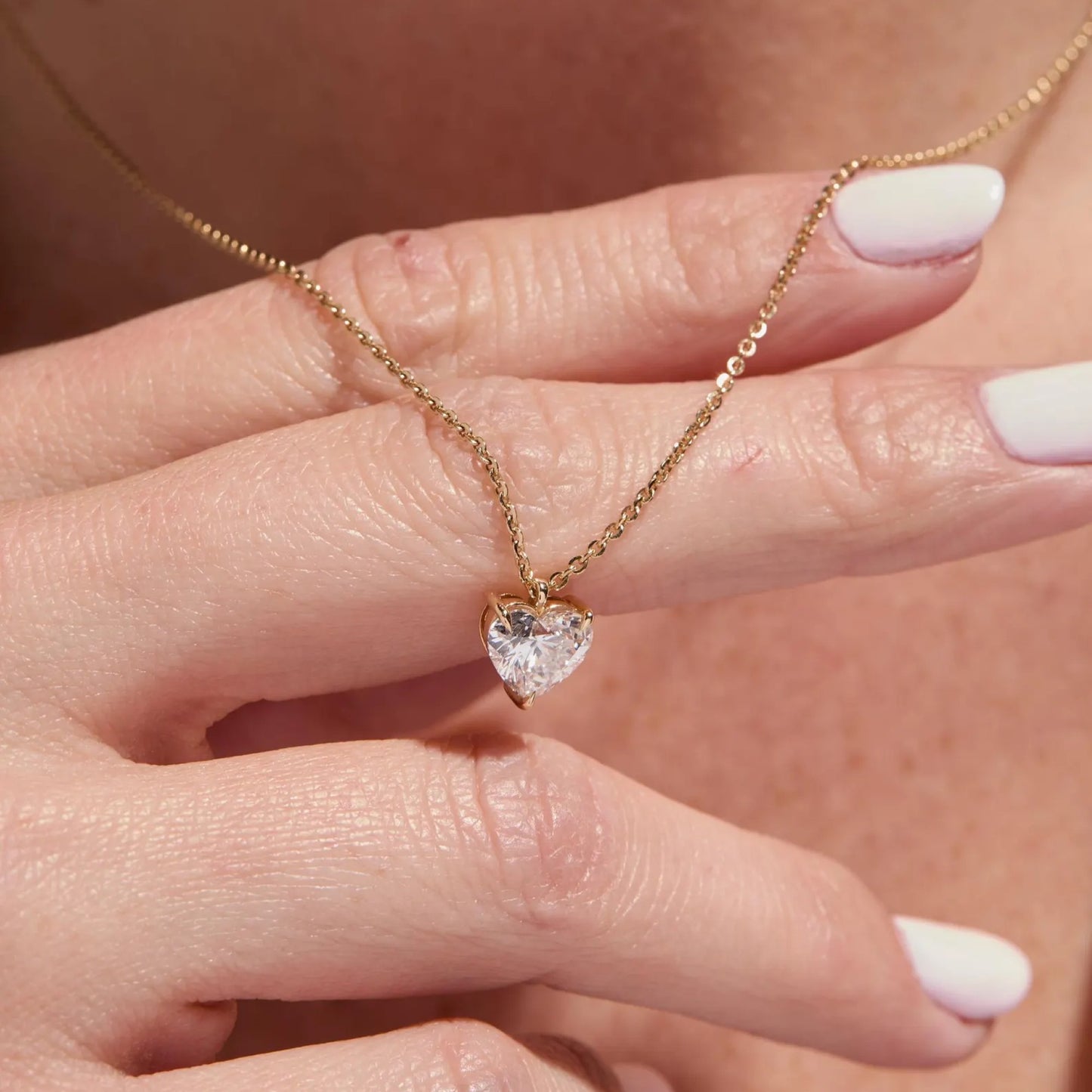 1.50 ct heart cut moissanite diamond necklace, gold solitaire pendant jewelry