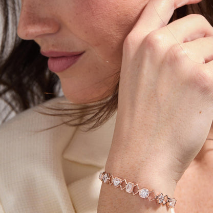 8.00 TCW Multi Stone Moissanite Tennis Bracelet Zig Zag Jewelry