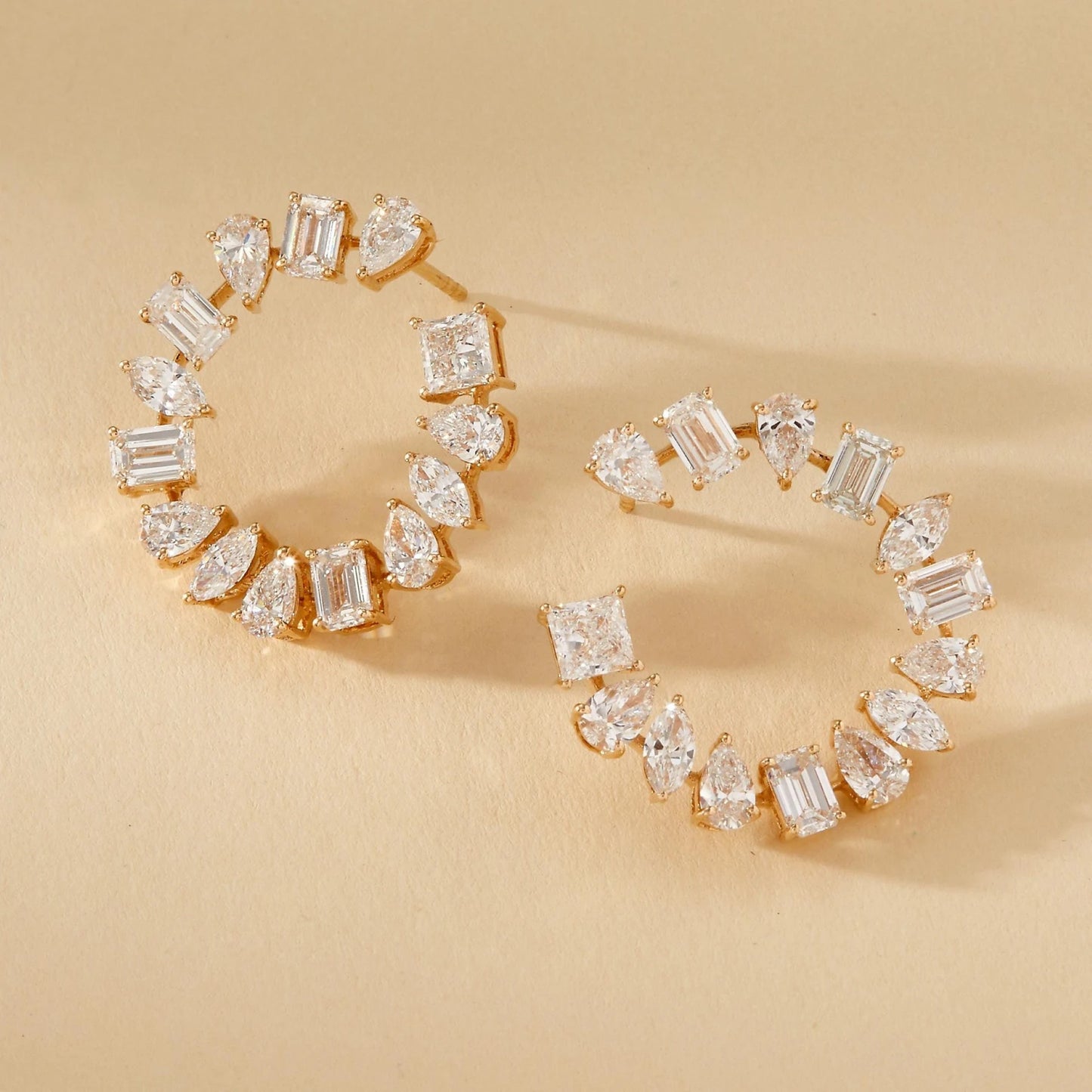 5.80 tcw multi stone gold moissanite diamond cluster hoop earrings