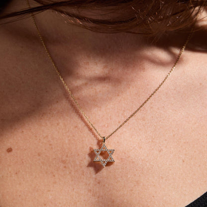 1.53 CT Solid Gold Star of David Necklace Lab Grown Diamond Pendant