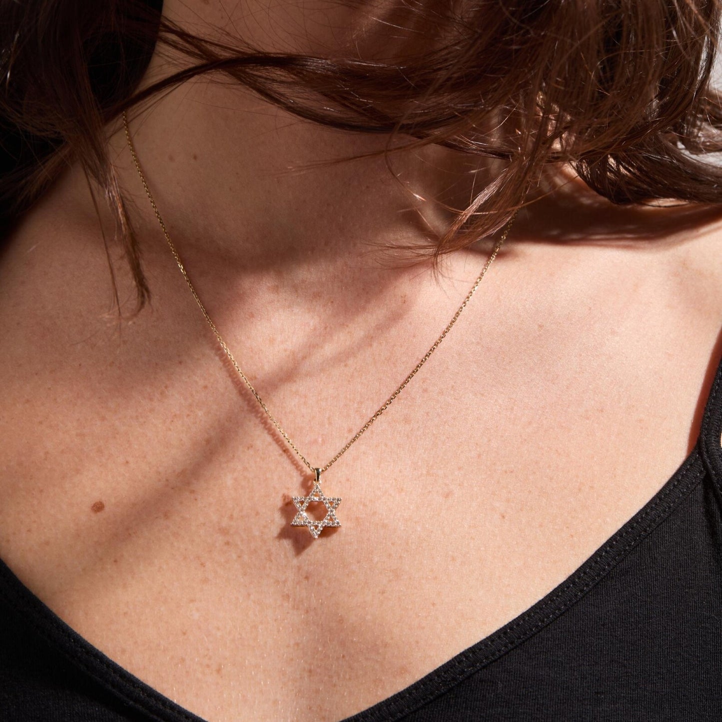 1.53 ct solid gold star of david necklace lab grown diamond pendant