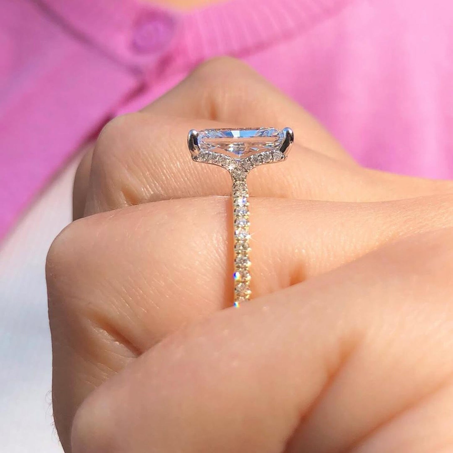 radiant cut moissanite diamond ring radiant engagement ring  wedding ring solitaire ring anniversary ring for women