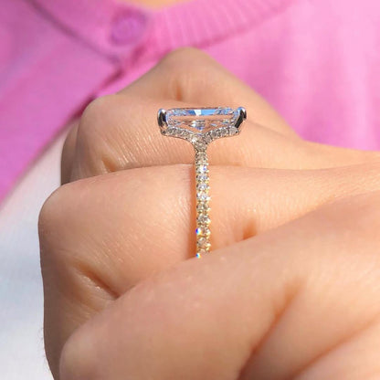 Radiant Cut Moissanite Diamond Ring Radiant Engagement Ring  Wedding Ring Solitaire Ring Anniversary Ring For Women