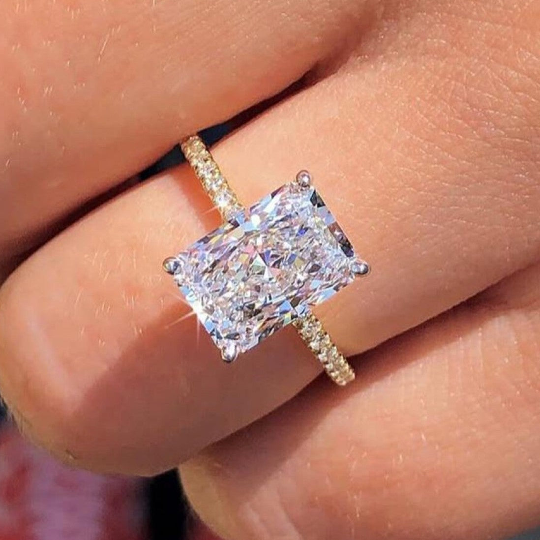 radiant cut moissanite diamond ring radiant engagement ring  wedding ring solitaire ring anniversary ring for women