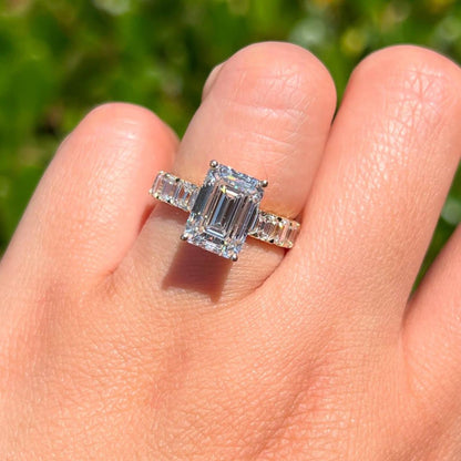 Emerald Cut Moissanite Engagement Ring  Lab Grown Wedding Ring Anniversary Ring For Women
