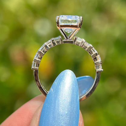 Emerald Cut Moissanite Engagement Ring  Lab Grown Wedding Ring Anniversary Ring For Women