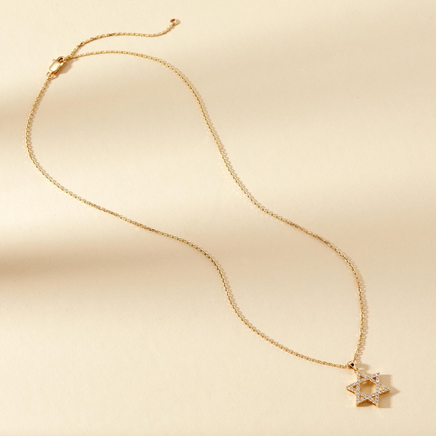 1.53 ct solid gold star of david necklace lab grown diamond pendant