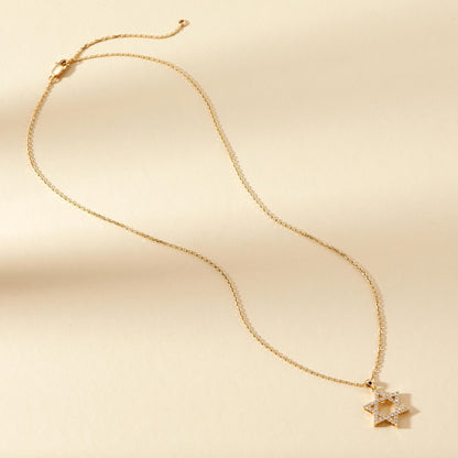 1.53 CT Solid Gold Star of David Necklace Lab Grown Diamond Pendant