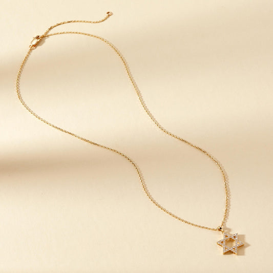 1.53 CT Solid Gold Star of David Necklace Moissanite Diamond Pendant