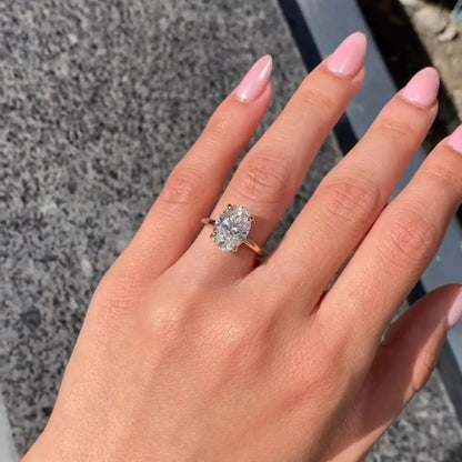 Oval Cut Moissanite Engagement Ring Hidden Halo Solitaire Ring  Wedding Ring Anniversary Rings For Women Promise Ring