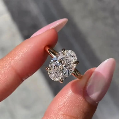 Oval Cut Moissanite Engagement Ring Hidden Halo Solitaire Ring  Wedding Ring Anniversary Rings For Women Promise Ring