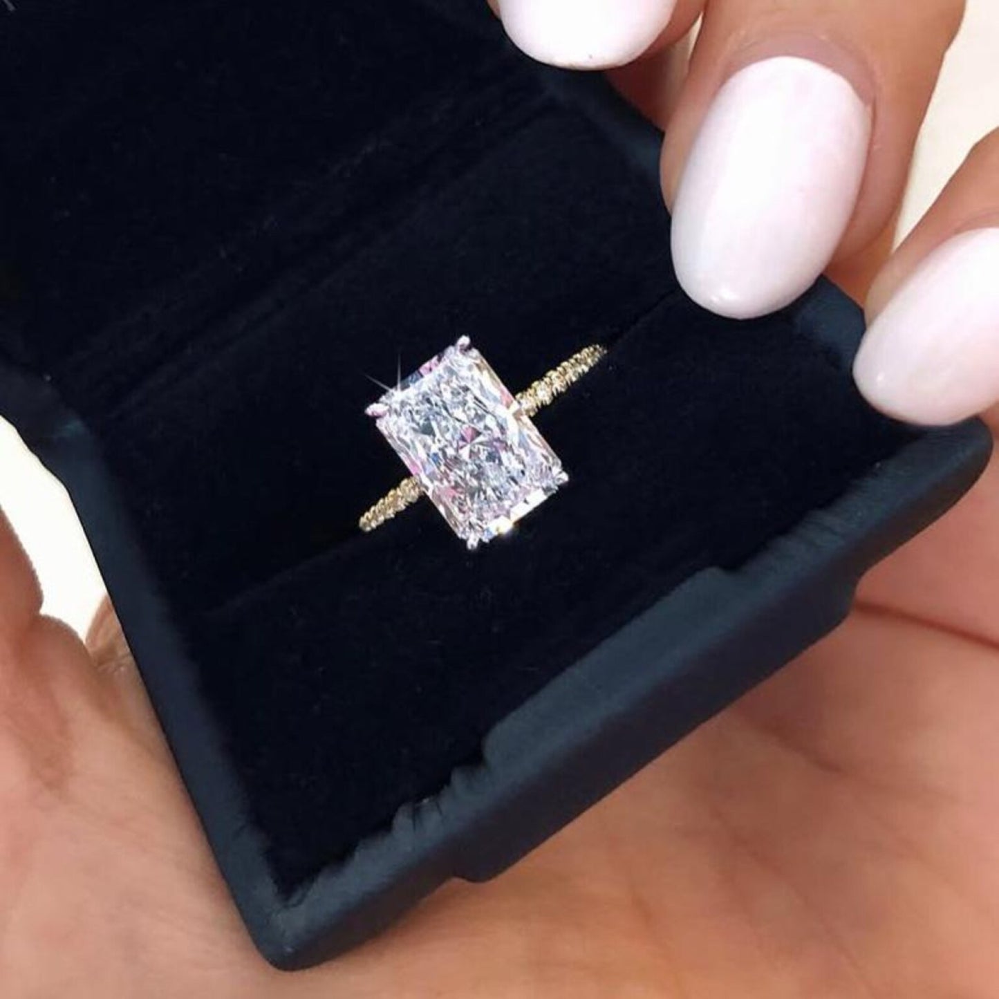 radiant cut moissanite diamond ring radiant engagement ring  wedding ring solitaire ring anniversary ring for women