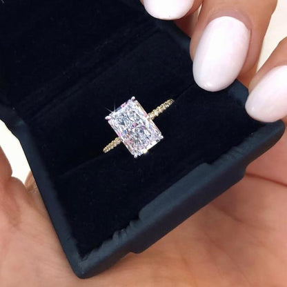 Radiant Cut Moissanite Diamond Ring Radiant Engagement Ring  Wedding Ring Solitaire Ring Anniversary Ring For Women