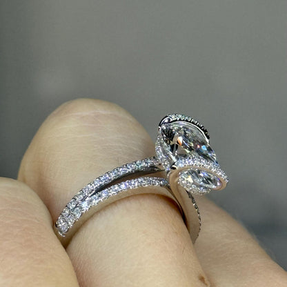 Oval Cut Lab Grown Engagement Ring Hidden Halo Split Shank Ring  Wedding Ring Anniversary Rings For Women Promise Ring