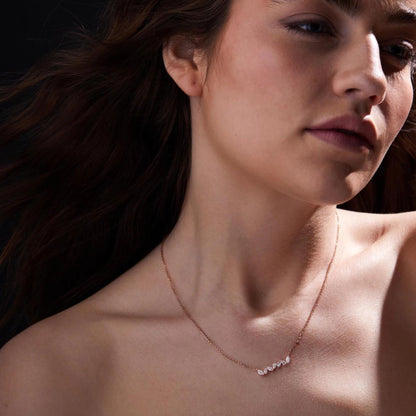 0.76 TCW Marquise Cut Lab Grown Diamond Gold Necklace, Dainty Jewelry