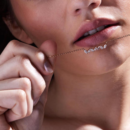 0.76 TCW Marquise Cut Lab Grown Diamond Gold Necklace, Dainty Jewelry