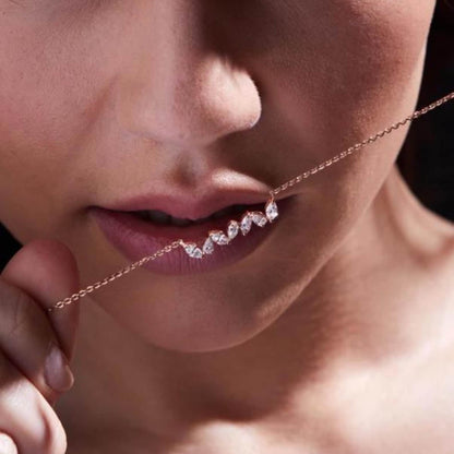 0.76 TCW Marquise Cut Lab Grown Diamond Gold Necklace, Dainty Jewelry