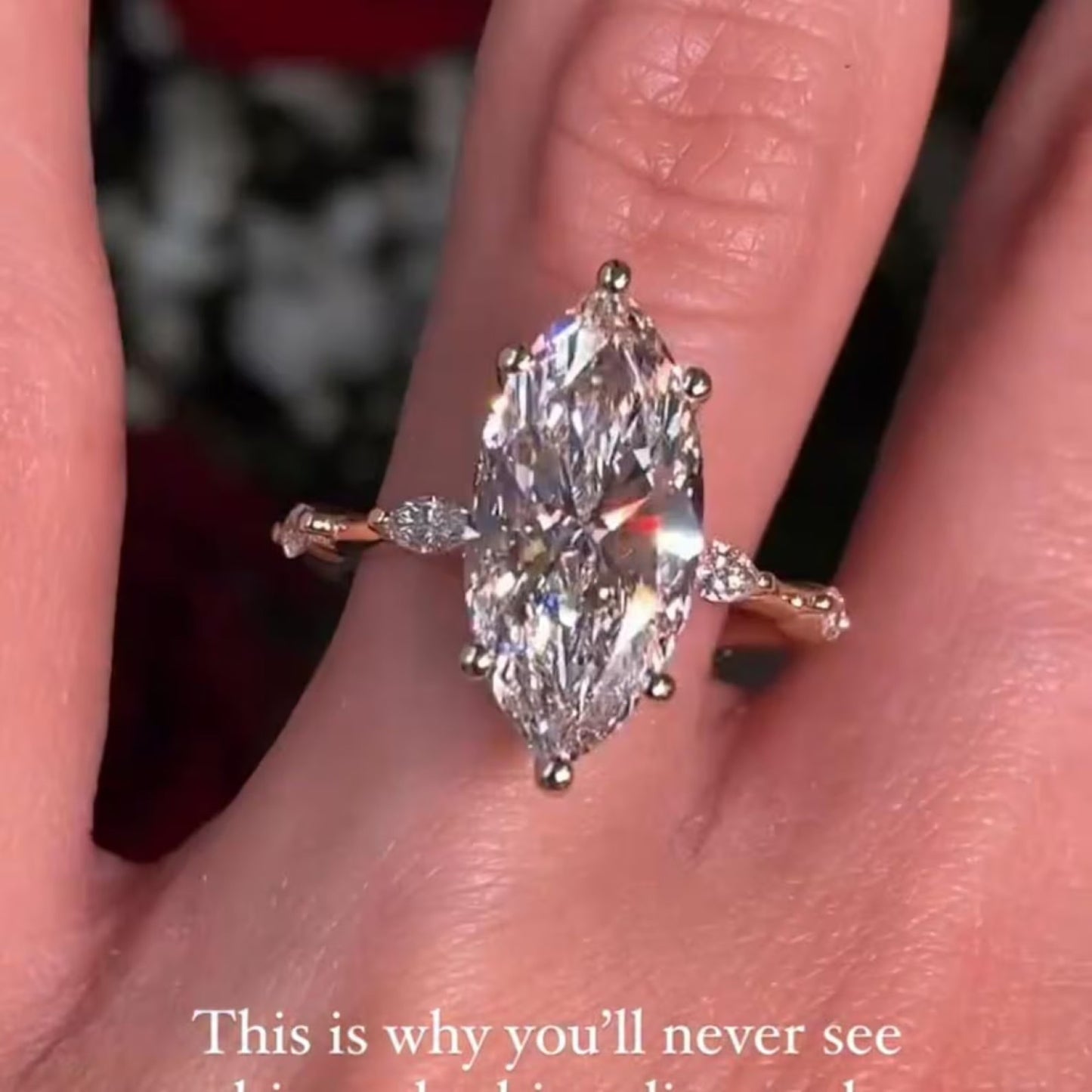 marquise cut engagement ring distance pave lab grown ring  wedding rings for women solitaire ring anniversary gift for her