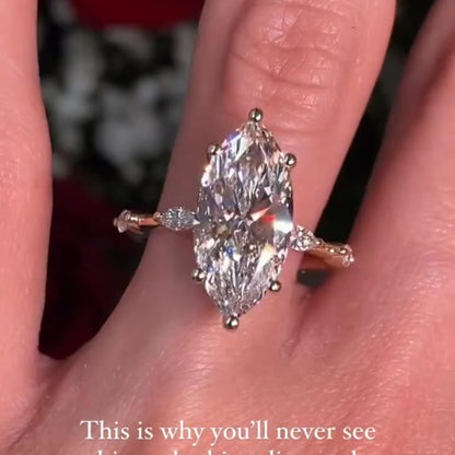 Marquise Cut Engagement Ring Distance Pave Lab Grown Ring  Wedding Rings For Women Solitaire Ring Anniversary Gift For Her