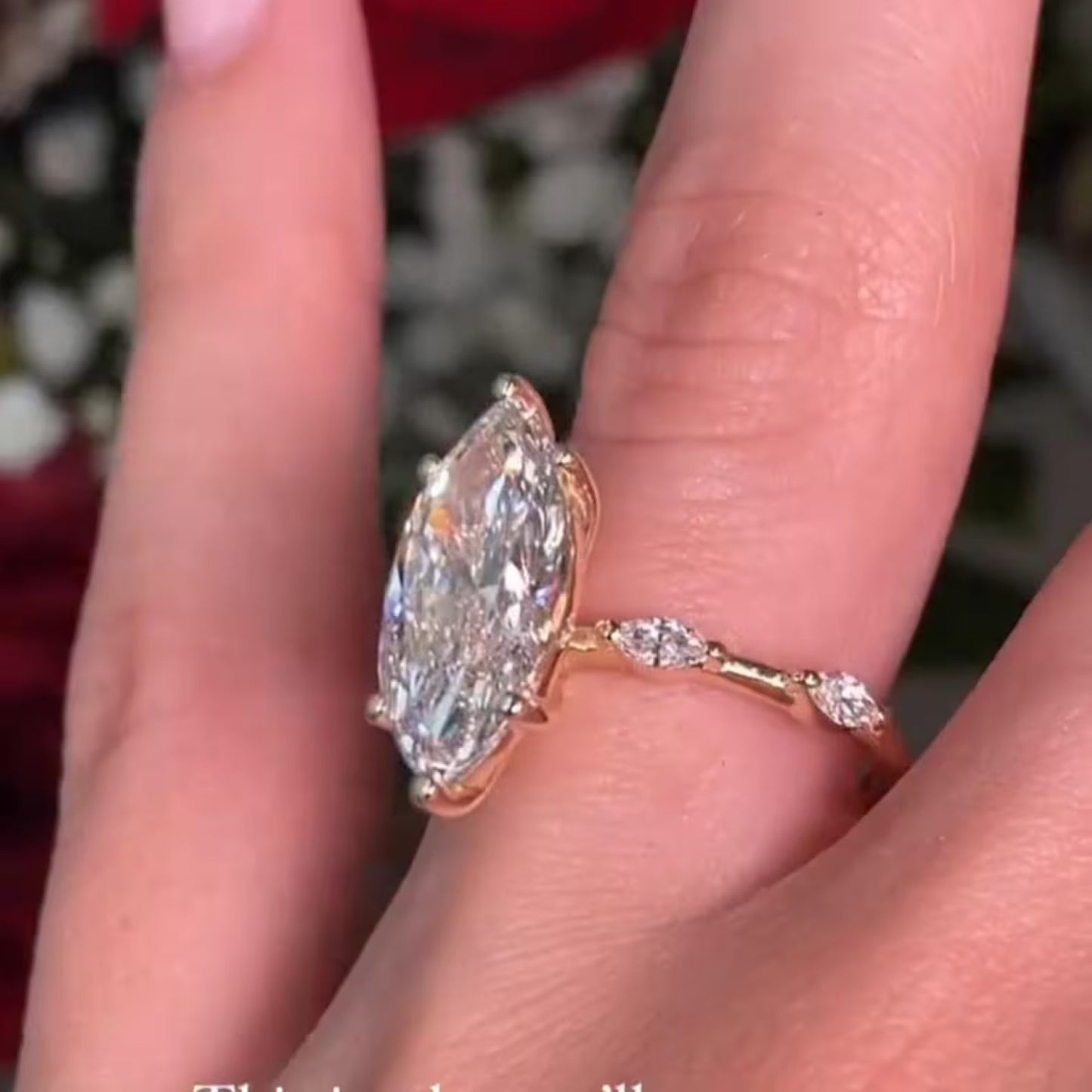 marquise cut engagement ring distance pave lab grown ring  wedding rings for women solitaire ring anniversary gift for her