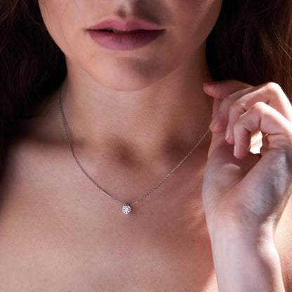 0.50 CT Round Dainty Gold Lab Diamond Bezel Necklace Ethical Minimalist Jewelry