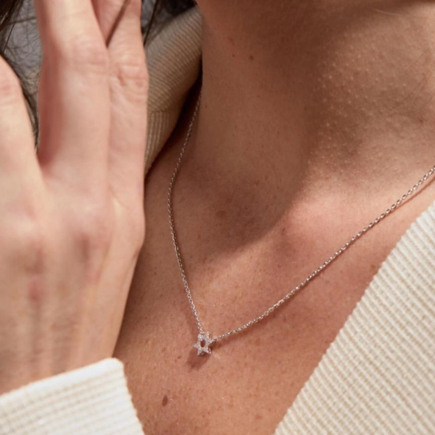 0.56 round cut gold star of david necklace lab grown diamond pendant