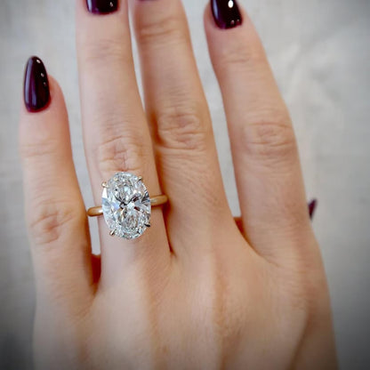 Oval Cut Lab Grown Engagement Ring Tulip Set Hidden Halo Ring Wedding Rings For Women Solitaire Ring Anniversary