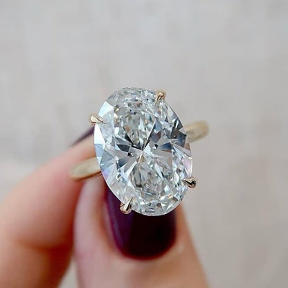 Oval Cut Lab Grown Engagement Ring Tulip Set Hidden Halo Ring Wedding Rings For Women Solitaire Ring Anniversary