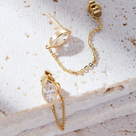 1.00 TCW Marquise Lab-Grown Diamond Chain Earrings