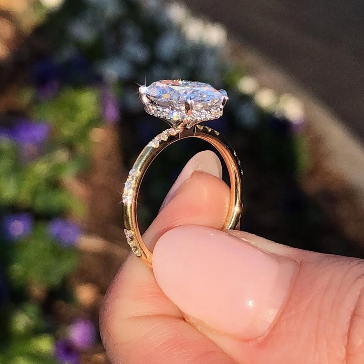 oval moissanite engagement ring hidden halo wedding anniversary ring