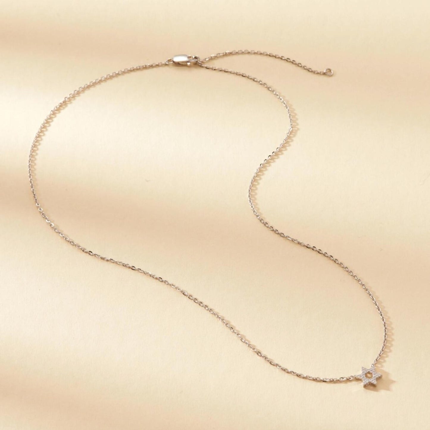 0.56 round cut gold star of david necklace lab grown diamond pendant