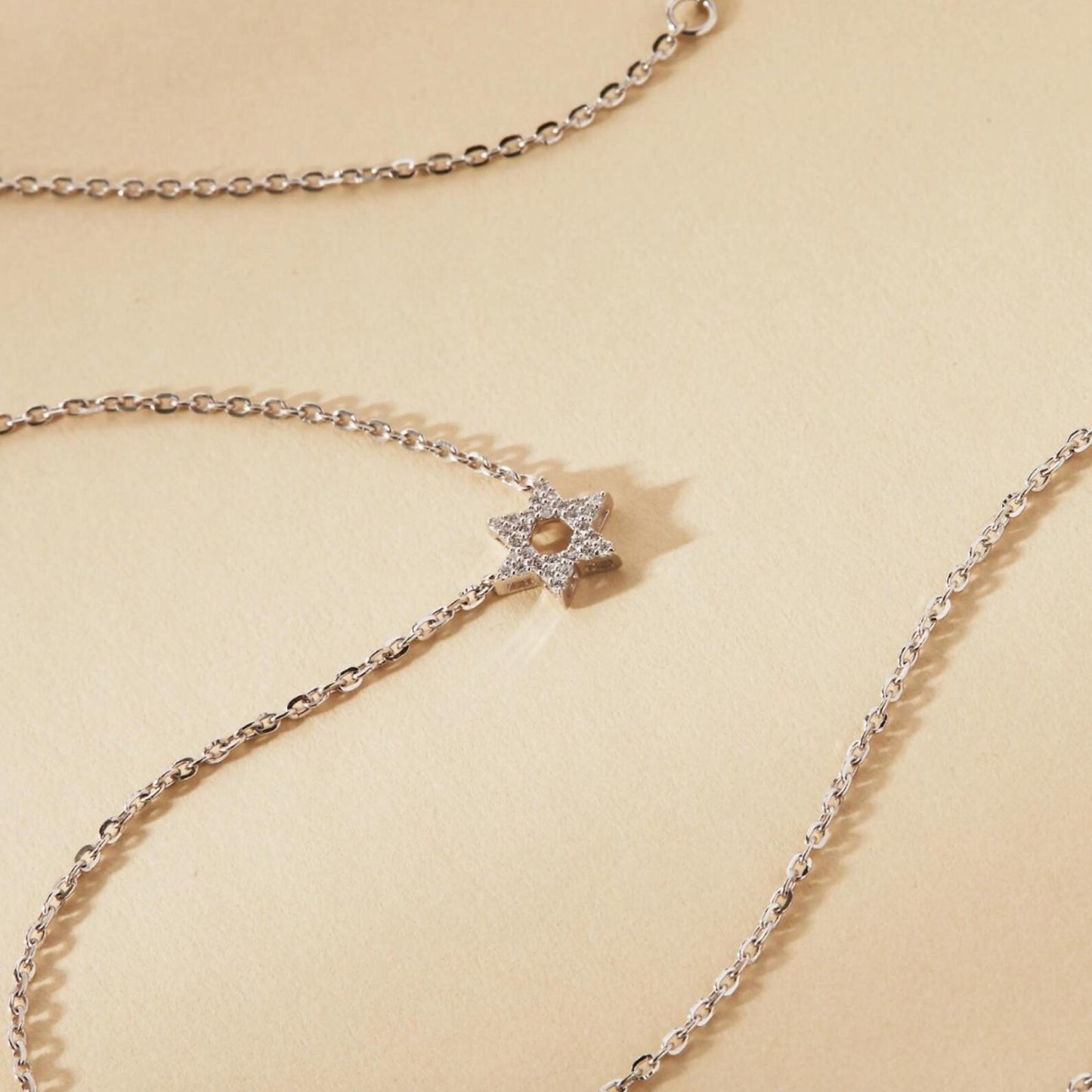 0.56 round cut gold star of david necklace lab grown diamond pendant