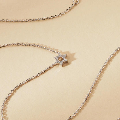 0.56 Round Cut Gold Star of David Necklace Lab Grown Diamond Pendant