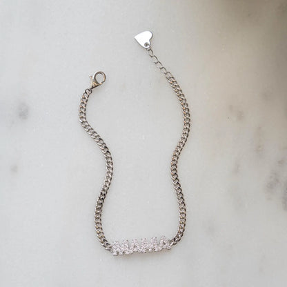 2.10 TCW Lab Grown Diamond Name Bracelet, Gold Plated Cuban Chain Personalized Jewelry Gift